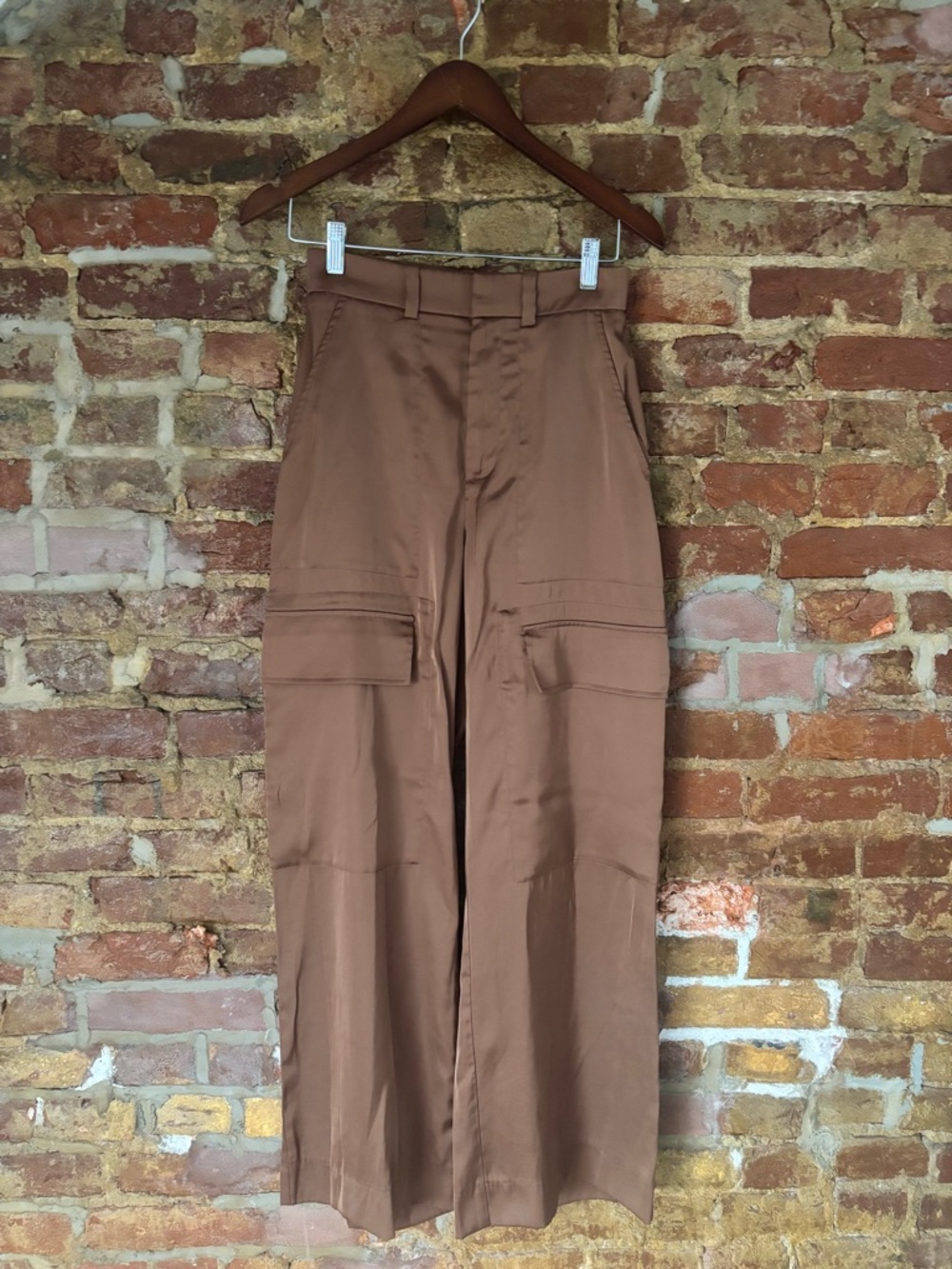 Abercrombie & Fitch Wide-Leg Satin Cargo Pants